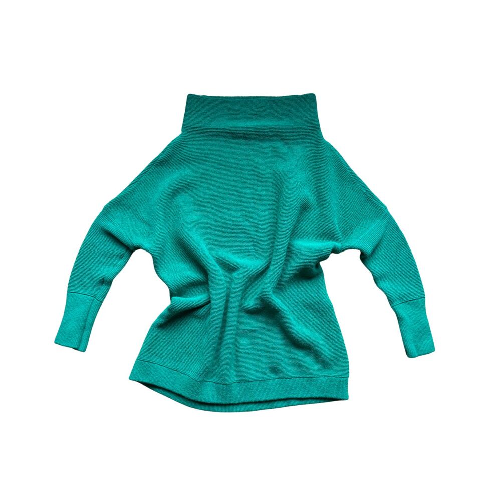 Free People Emerald Green Ottoman Slouchy Tunic Ribbed Mock Neck Sweater XS